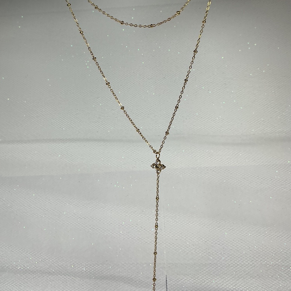 Dainty Delicate LayereClover Collarbone Lariat Style Hypoallergenic Necklace - Picture 3 of 13